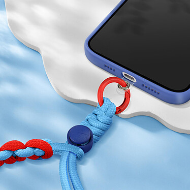 Avis Avizar Dragonne pour Smartphone Design Tressé Ajustable Accroche Universelle Bleu / Rouge