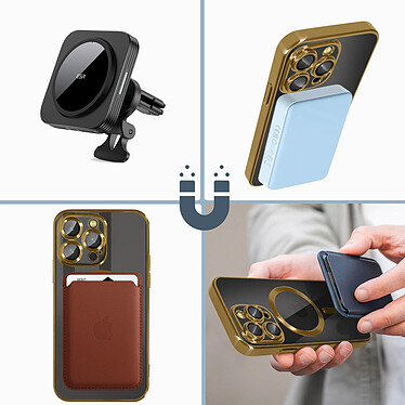 Acheter Avizar Coque MagSafe pour iPhone 14 Pro Max Silicone Protection Caméra  Contour Chromé Or