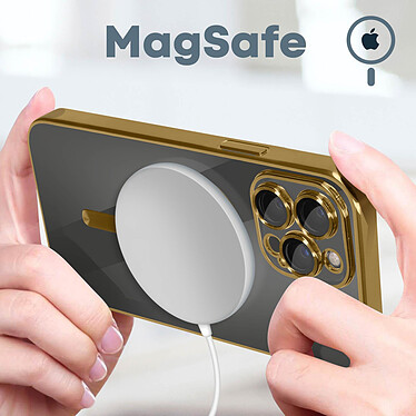 Avis Avizar Coque MagSafe pour iPhone 13 Pro Max Silicone Protection Caméra  Contour Chromé Or