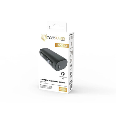 Tiger Powerbank 5000mAh Power Delivery Quick Charge avec 2 Câbles USB-C Noir pas cher