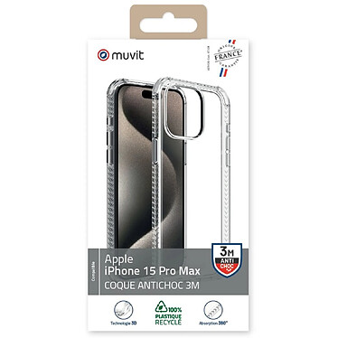 Avis Muvit Coque pour iPhone 15 Pro Max Renforcée et Antichoc 3M Transparent