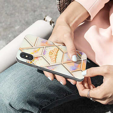 Acheter Avizar Coque iPhone XS Max Motif géométrique avec Cordon Amovible rose gold