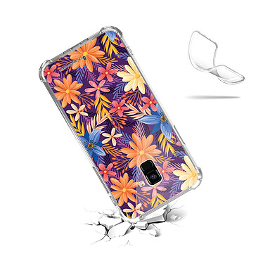 Acheter LaCoqueFrançaise Coque Samsung Galaxy A8 2018 anti-choc souple angles renforcés transparente Motif Fleurs violettes et oranges