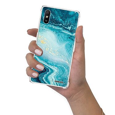 Evetane Coque Xiaomi Redmi 9A anti-choc souple angles renforcés transparente Motif Bleu Nacré Marbre pas cher