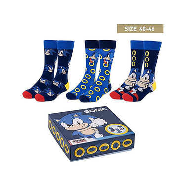 Sonic the Hedgehog - Pack 3 paires de chaussettes Sonic 40-46