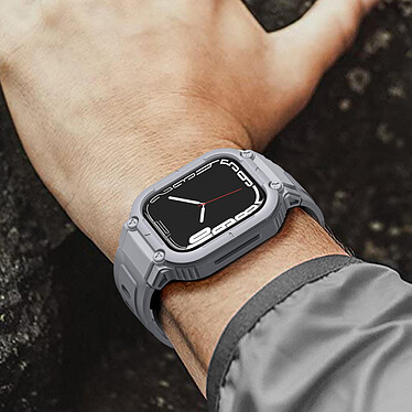 Avizar Bracelet pour Apple Watch Ultra 49mm Silicone Bumper Ajustable  Gris pas cher