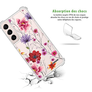 Avis Evetane Coque Samsung Galaxy S22 5G Silicone antichocs Solides coins renforcés  transparente Motif Fleurs Multicolores