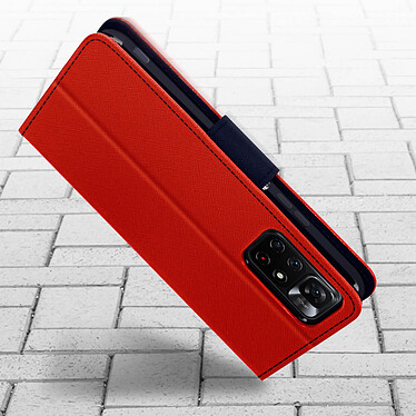 Avis Avizar Étui pour Xiaomi Poco M4 Pro 5G et Redmi Note 11S 5G Simili Cuir Bicolore Portefeuille Fonction Support Vidéo  Rouge et Bleu Nuit