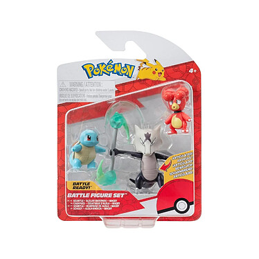 Pokémon - Pack 3 figurines Battle Figure Set Magby, Carapuce 4, Alolan Ossatueur 5 cm pas cher