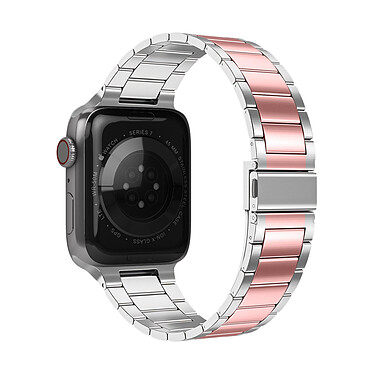 Avizar Bracelet pour Apple Watch 41mm et 40mm et 38 mm Maillons en Acier Inoxydable a Boucle Papillon  Argent et Rose