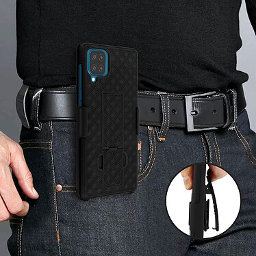 Acheter Avizar Coque Samsung Galaxy A12 Clip ceinture Rotatif à 180 Béquille support Noir