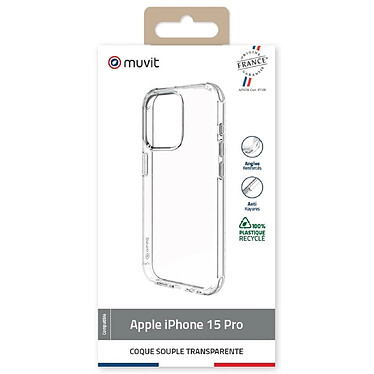 Avis Muvit Coque pour iPhone 15 Pro Recyclée Souple Antichoc Transparent