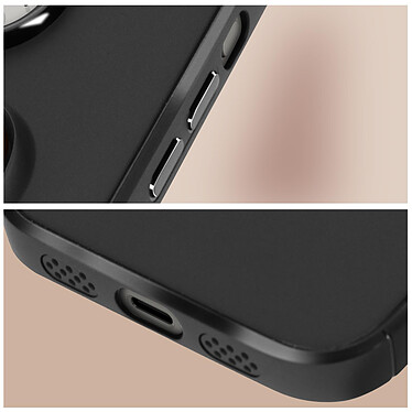 Avizar Coque pour iPhone 15 Pro Anneau Chromé Silicone flexible Noire pas cher