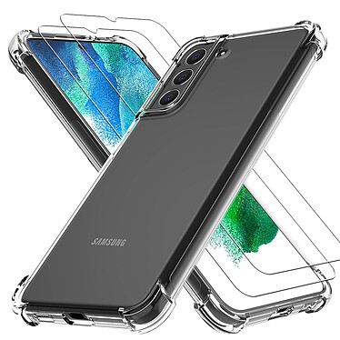 Evetane Coque Samsung Galaxy S21 FE Antichoc Silicone Coins Renforcés + 2 Vitres en verre trempé Protection écran