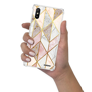 Evetane Coque Xiaomi Redmi 9A anti-choc souple angles renforcés transparente Motif Marbre Rose Losange pas cher