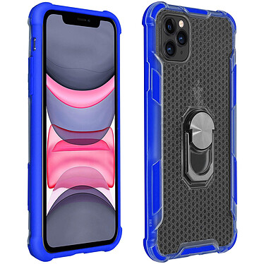 Avizar Coque iPhone 11 Pro Max Bi-matière Contour Bumper Bague métallique bleu foncé