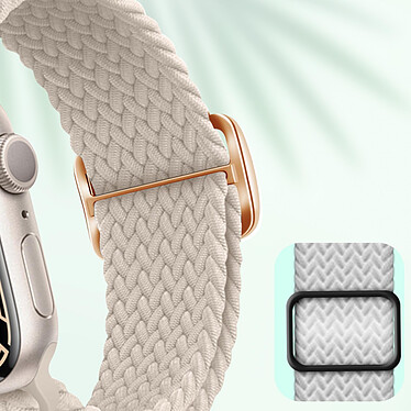 Avis Avizar Bracelet pour Apple Watch 41mm et 40mm et 38 mm Nylon Tressé Ajustable par Boucle Métallique  blanc