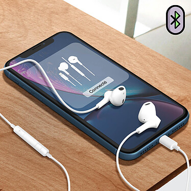 Acheter Écouteurs Filaires iPhone Lightning Télécommande Micro Connexion Bluetooth Blanc