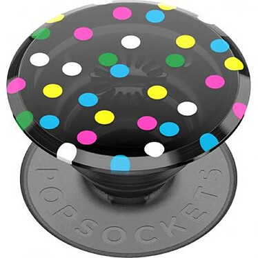 PopSockets Pop Grip pour Smartphones Premium au Design Points Disco Noir transparent