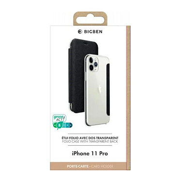 Acheter BigBen Connected Étui pour iPhone 11 Pro Folio Fonction Stand avec Porte-cartes Intégré Noir transparent