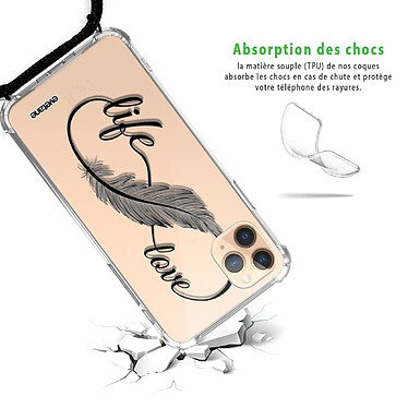 Avis Evetane Coque cordon iPhone 11 Pro noir Dessin Love Life