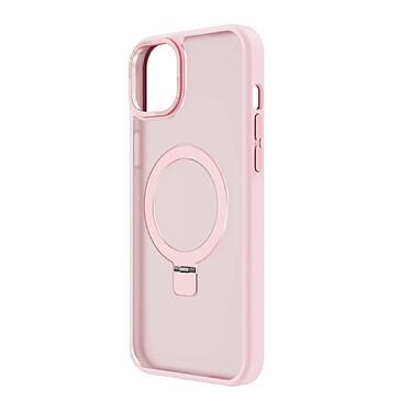 Muvit Coque pour iPhone 15 Plus avec Anneau Fonction Stand MagSafe Rose