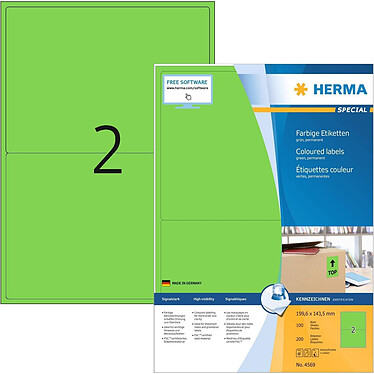 HERMA Etiquettes universelles SPECIAL, 199,6 x 143,5 mm, Vert