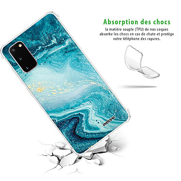 Avis Evetane Coque Samsung Galaxy S20 anti-choc souple angles renforcés transparente Motif Bleu Nacré Marbre