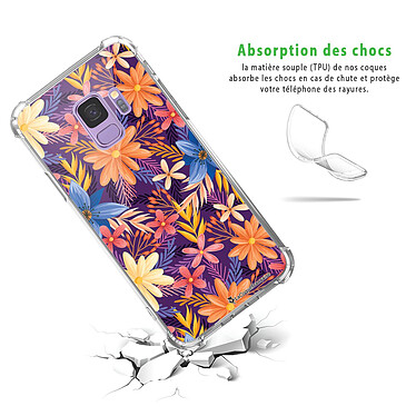 Avis LaCoqueFrançaise Coque Samsung Galaxy S9 anti-choc souple angles renforcés transparente Motif Fleurs violettes et oranges