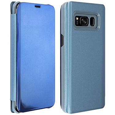Avizar Étui Galaxy S8 Chromé Clapet Translucide Rigide Fin Léger - bleu