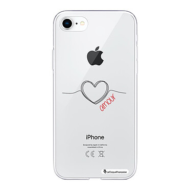 LaCoqueFrançaise Coque iPhone 7/8/ iPhone SE 2020/ 2022 silicone transparente Motif Coeur Noir Amour ultra resistant