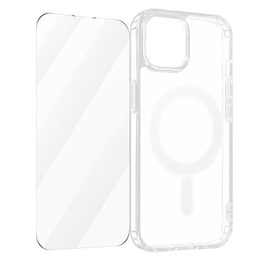 4smarts Pack Protection pour iPhone 15 Plus Coque MagSafe Verre Trempé  Transparent