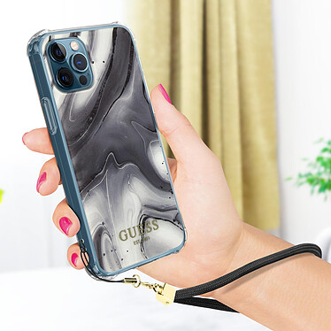Avis Guess Coque pour iPhone 12 Pro Max avec Dragonne Motif marbre  Gris