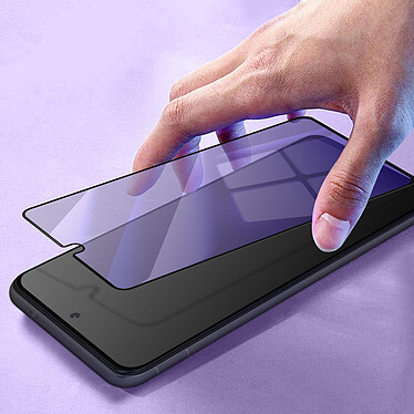 Avizar Protège écran pour Samsung Galaxy S21 Verre Trempé Anti-lumière Bleue Noir pas cher