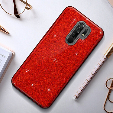 Avis Avizar Coque pour Xiaomi Redmi 9 Paillette Amovible Silicone Semi-rigide rouge