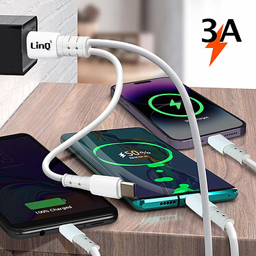 Avis LinQ Câble USB-A / USB-C vers USB-C, Lightning et Micro-USB Longueur 1,2 mètre  Blanc
