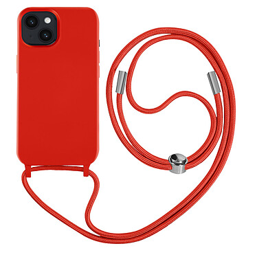 Avizar Coque Cordon pour iPhone 14 Plus Semi-rigide Lanière Tour du Cou 80cm  rouge