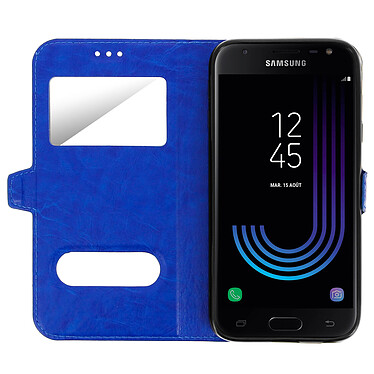 Avis Avizar Housse Samsung Galaxy J3 2017 Etui Double Fenêtre Coque Silicone Gel - bleunuit