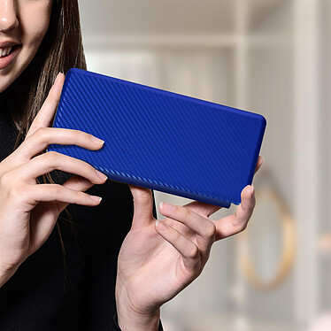 Avizar Coque pour Samsung Z Fold 3 Clapet Porte-carte Dragonne Effet Carbone bleu pas cher