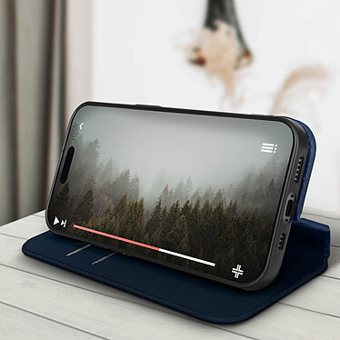 Acheter Avizar Étui pour iPhone 15 Plus Porte-carte Support Vidéo Clapet Magnétique  Bleu Nuit