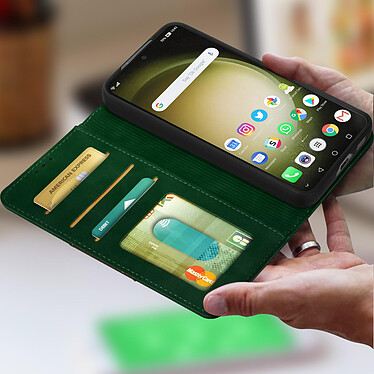 Avizar Étui pour Samsung Galaxy S23 Portefeuille et Support vidéo Simili cuir bicolore  vert pas cher