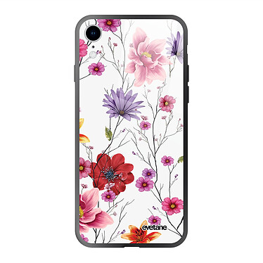Evetane Coque en verre trempé iPhone Xr Fleurs Multicolores