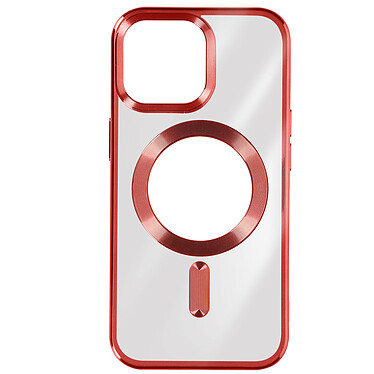Avizar Coque MagSafe pour iPhone 15 Pro Max Silicone Protection Caméra  Contour Chromé Rouge