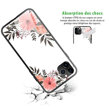 Avis Evetane Coque en verre trempé iPhone 11 Pro Fleurs roses