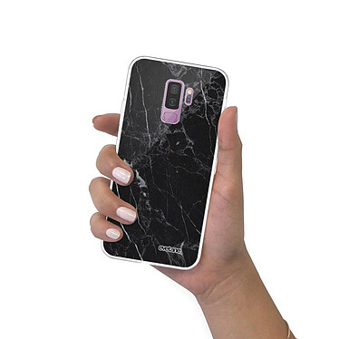 Evetane Coque Samsung Galaxy S9 Plus 360 intégrale transparente Motif Marbre noir Tendance pas cher