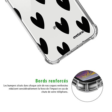 Acheter Evetane Coque iPhone X/Xs anti-choc souple angles renforcés transparente Motif Coeurs Noirs
