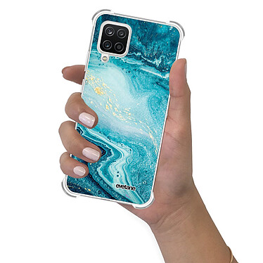 Evetane Coque Samsung Galaxy A12 anti-choc souple angles renforcés transparente Motif Bleu Nacré Marbre pas cher