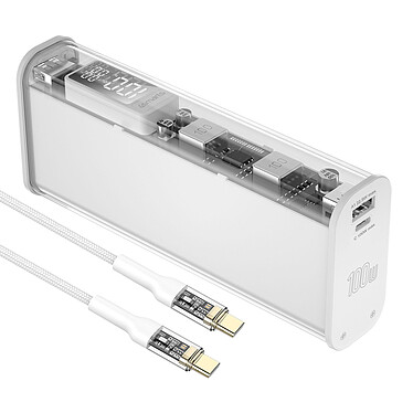 4smarts Batterie de Secours 20000mAh 2x USB et USB C 100W  Lucid Block Blanc