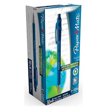 PAPER MATE pack de 30+6 stylo à bille FlexGrip Ultra, bleu