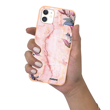 Evetane Coque iPhone 11 Silicone Liquide Douce rose pâle Marbre Fleurs pas cher